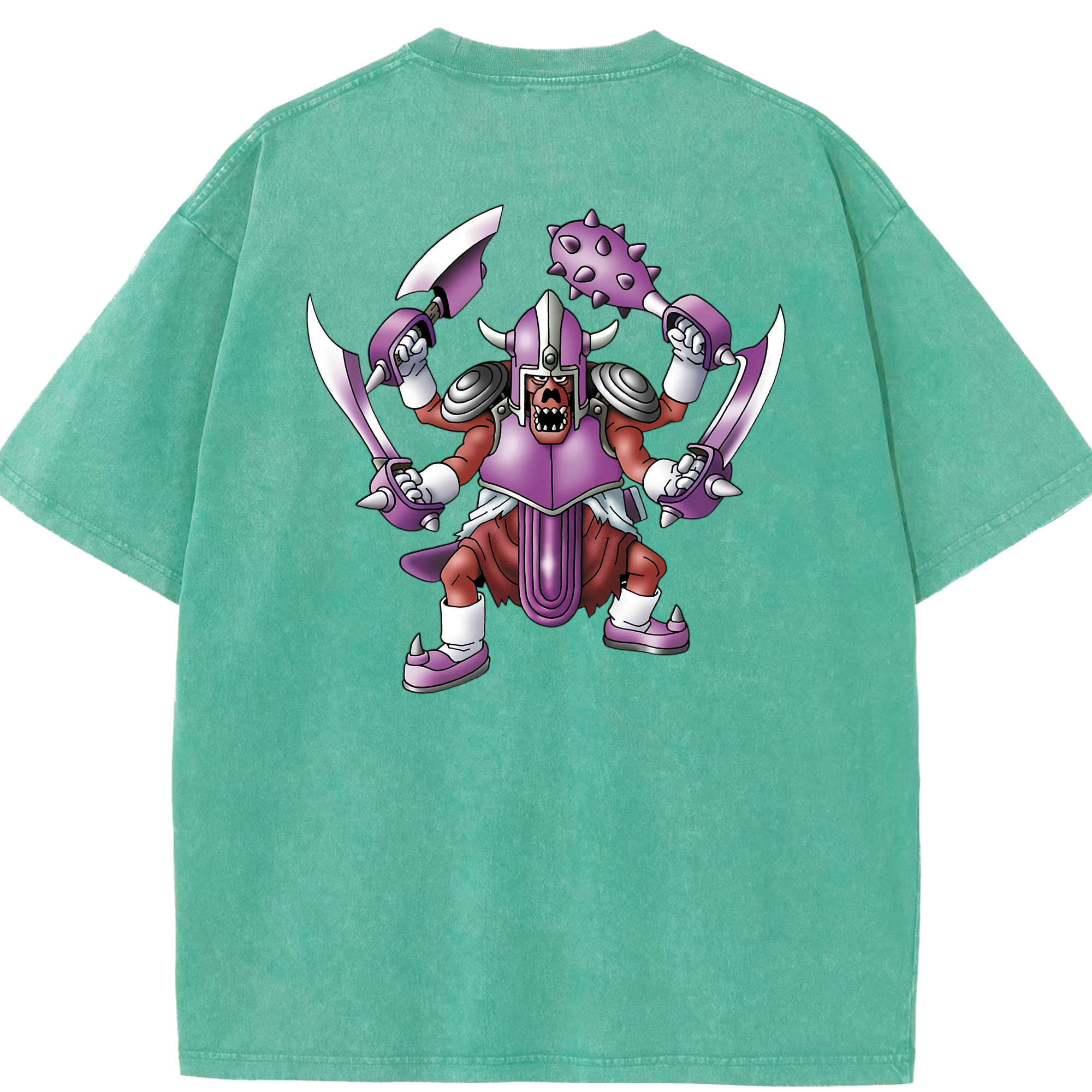 （画像用） ドラゴンクエスト Doragon Kuesuto Dragon Quest 綿100% ヴィンテージ風 半袖Tシャツ（背面プリント）